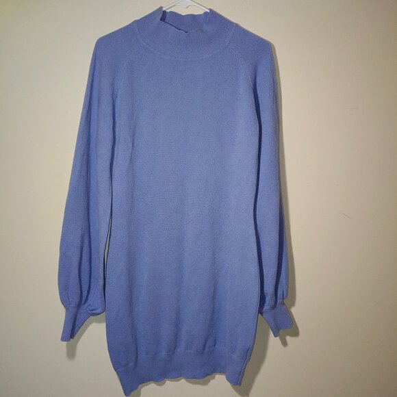 Exlura New Collection Bodycon Long Sleeves Mock Neck Sweater Dress Size XXL Blue - Picture 1 of 5